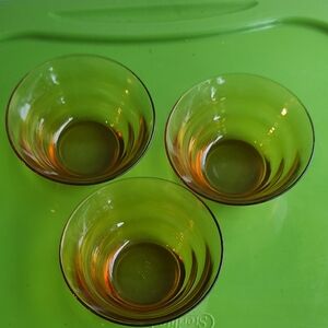 Set of Three Vintage Gold Glass Bowls